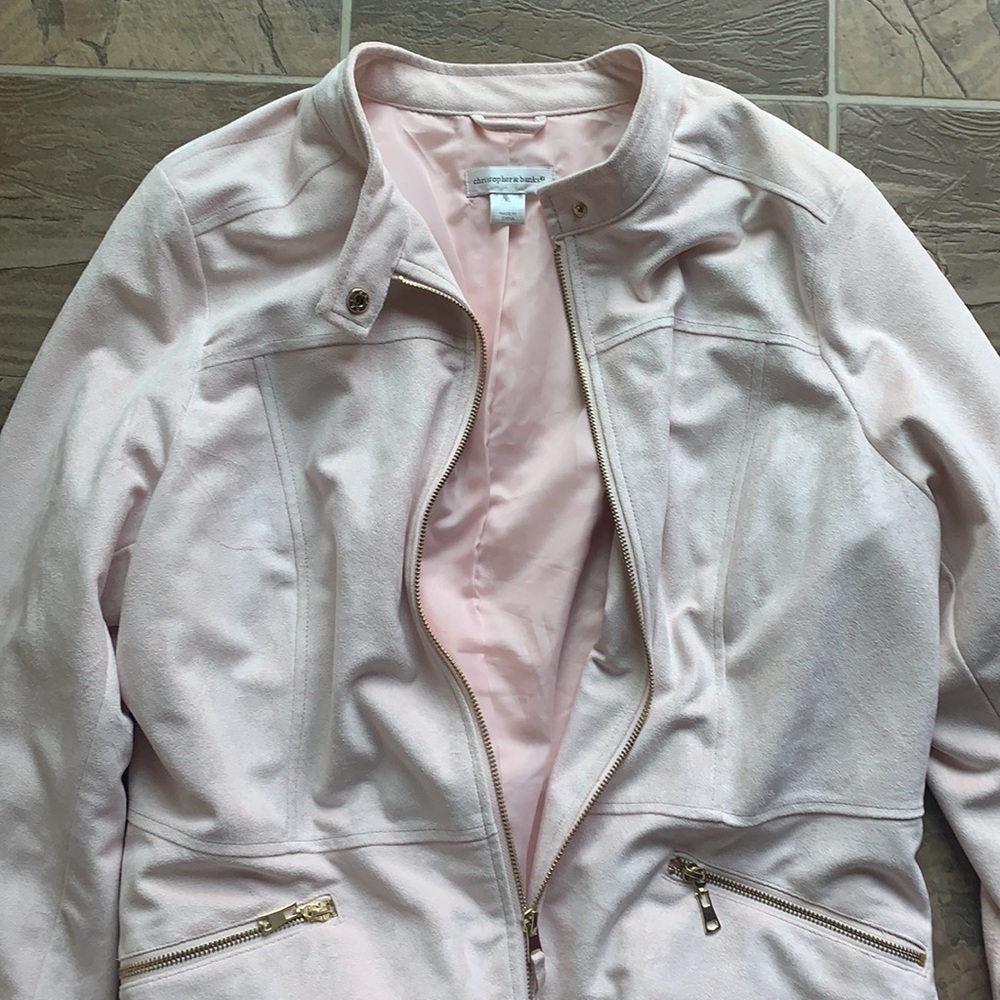 Christopher & Banks Moto Jacket Faux Suede Pale Pink XL - Picture 13 of 13